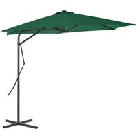 vidaXL Lauko skėtis nuo saulės su plieniniu stulpu, žalias, 300cm