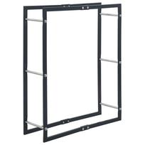 vidaXL Stovas malkoms, juodos spalvos, 80x25x100cm, plienas