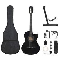 vidaXL Gitaros rinkinys su ekvalaizeriu, 12 dalių, juodas, 6 stygos