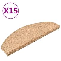 vidaXL Laiptų kilimėliai, 15 vnt., 65x21x4 cm, aukso spalvos, pusapvaliai, dideli