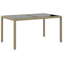 vidaXL Sodo stalas, smėlio, 150x90x75cm, grūdintas stiklas/poliratanas