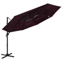 vidaXL Sodo skėtis su aliuminio stulpu, raudonas, 3x3m, 4 aukščių