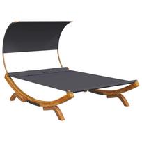 vidaXL Lauko gultas su stogeliu, antracito, 165x203x126cm, mediena