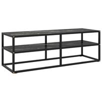 vidaXL TV spintelė, juoda, 120x40x40cm, su juodu marmuriniu stiklu