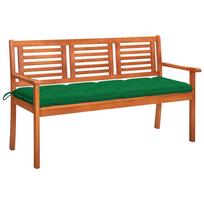 vidaXL Trivietis sodo suoliukas su pagalvėle, 150cm, eukalipto masyvas