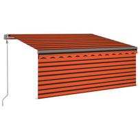 vidaXL Markizė su uždanga/LED/vėjo jutikliu, oranžinė/ruda, 3x2,5m