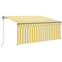 vidaXL Markizė su uždanga/LED/vėjo jutikliu, geltona/balta, 3,5x2,5m