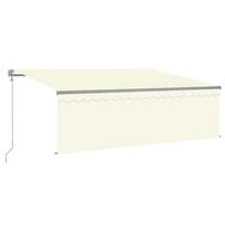 vidaXL Automatinė markizė su uždanga/LED/vėjo jutikliu, kreminė, 4x3m