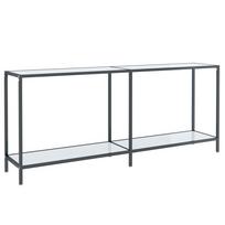 vidaXL Konsolinis staliukas, baltas, 180x35x75,5cm, grūdintas stiklas