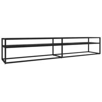 vidaXL TV spintelė, juoda marmuro, 220x40x40,5cm, grūdintas stiklas