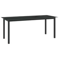 vidaXL Sodo stalas, juodas, 190x90x74cm, aliuminis ir stiklas
