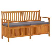 vidaXL Suoliukas-daiktadėžė su pagalvėle, 148cm, akacijos masyvas