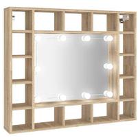 vidaXL Veidrodinė spintelė su LED apšvietimu, ąžuolo, 91x15x76,5cm