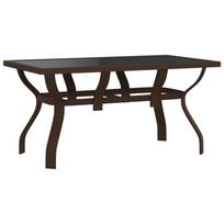 vidaXL Sodo stalas, rudas ir juodas, 140x70x70cm, plienas ir stiklas