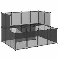 vidaXL Narvas mažiems gyvūnams, juodas, 143x107x93cm, PP ir plienas