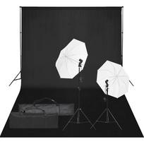 vidaXL Fotostudijos rinkinys su apšvietimo rinkiniu ir fonu