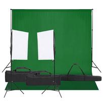 vidaXL Fotostudijos rinkinys su apšvietimo rinkiniu ir fonu