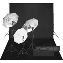 vidaXL Fotostudijos rinkinys su apšvietimo rinkiniu ir fonu