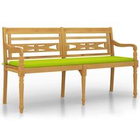 vidaXL Batavia suoliukas su žalia pagalvėle, 150cm, tikmedžio masyvas