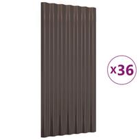 vidaXL Stogo plokštės, 36vnt., rudos, 80x36cm, cinkuotas plienas
