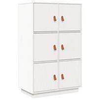 vidaXL Komoda, balta, 67x40x108,5cm, pušies medienos masyvas