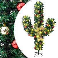 vidaXL Kalėdinis kaktusas su stovu/LED, žalias, 180cm, PVC
