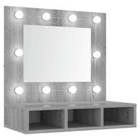 vidaXL Veidrodinė spintelė su LED, pilka ąžuolo, 60x31,5x62cm