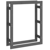 vidaXL Stovas malkoms, pilkas, 80x25x100cm, pušies medienos masyvas
