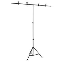 vidaXL Stovas fonui, juodos spalvos, 151x60x(70–200)cm, T formos