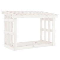 vidaXL Stovas malkoms, baltas, 108x64,5x77cm, pušies medienos masyvas