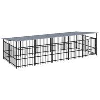 vidaXL Lauko voljeras šunims su stogu, plienas, 9,38m²