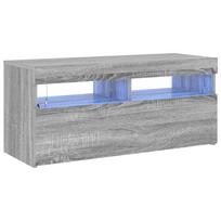 vidaXL TV spintelė su LED apšvietimu, pilka ąžuolo, 90x35x40cm