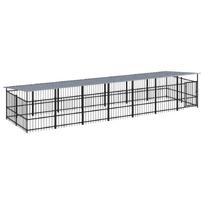 vidaXL Lauko voljeras šunims su stogu, plienas, 13,14m²