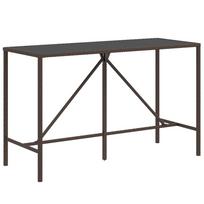 vidaXL Stalas su stikliniu stalviršiu, rudas, 180x70x110cm, ratanas