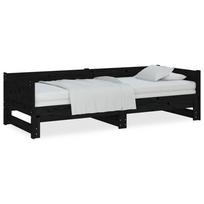 vidaXL Ištraukiama lova, juoda, 2x(90x200)cm, pušies medienos masyvas
