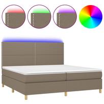 vidaXL Lova su spyruoklėmis/čiužiniu/LED, taupe, 200x200 cm, audinys