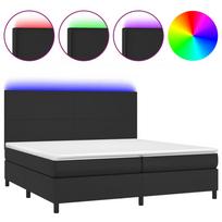 vidaXL Lova su spyruoklėmis/čiužiniu/LED, juoda 200x200cm dirbtinė oda