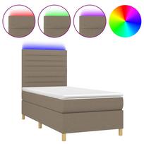 vidaXL Lova su spyruoklėmis/čiužiniu/LED, taupe, 90x190 cm, audinys