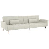 vidaXL Dvivietė sofa-lova su dvejomis pagalvėmis, kreminė, aksomas
