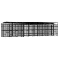 vidaXL Lauko voljeras šunims su stogu, plienas, 18,43m²