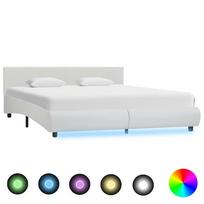 vidaXL Lovos rėmas su LED, baltos spalvos, 180x200cm, dirbtinė oda