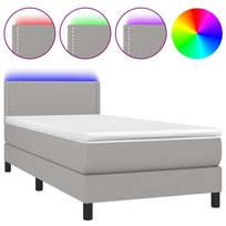 vidaXL Lova su spyruoklėmis/čiužiniu/LED, pilka, 80x200cm, audinys