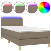vidaXL Lova su spyruoklėmis/čiužiniu/LED, taupe, 90x200 cm, audinys