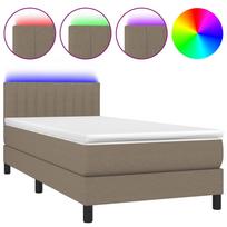 vidaXL Lova su spyruoklėmis/čiužiniu/LED, taupe, 90x200 cm, audinys