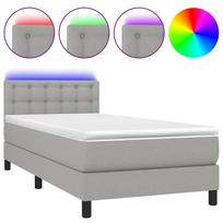 vidaXL Lova su spyruoklėmis/čiužiniu/LED, pilka, 80x200cm, audinys