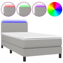 vidaXL Lova su spyruoklėmis/čiužiniu/LED, pilka, 80x200cm, audinys