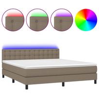 vidaXL Lova su spyruoklėmis/čiužiniu/LED, taupe, 180x200 cm, audinys