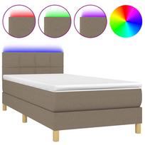 vidaXL Lova su spyruoklėmis/čiužiniu/LED, taupe, 90x200 cm, audinys