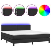 vidaXL Lova su spyruoklėmis/čiužiniu/LED, juoda 180x200cm dirbtinė oda