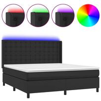 vidaXL Lova su spyruoklėmis/čiužiniu/LED, juoda 160x200cm dirbtinė oda